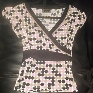 BCBGMaxAzaria polka dot wrap blouse